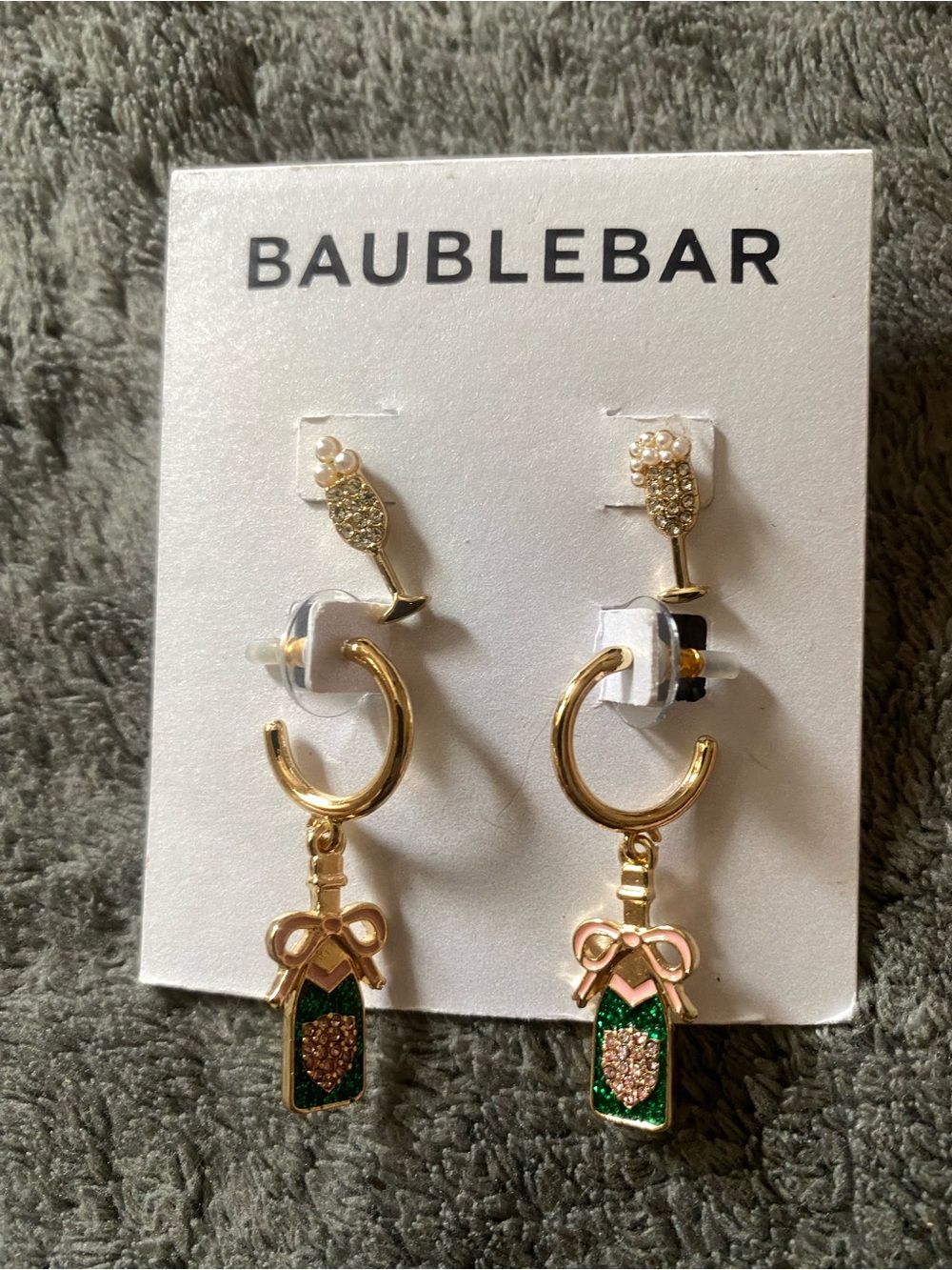 BaubleBar Champagne Bottle & Glass Drop Earrings
